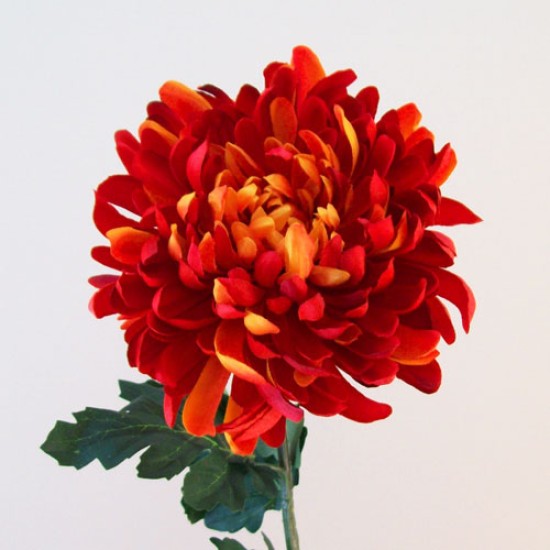 Artificial Bloom Chrysanthemum Flame Red Orange 90cm Artificial Flowers